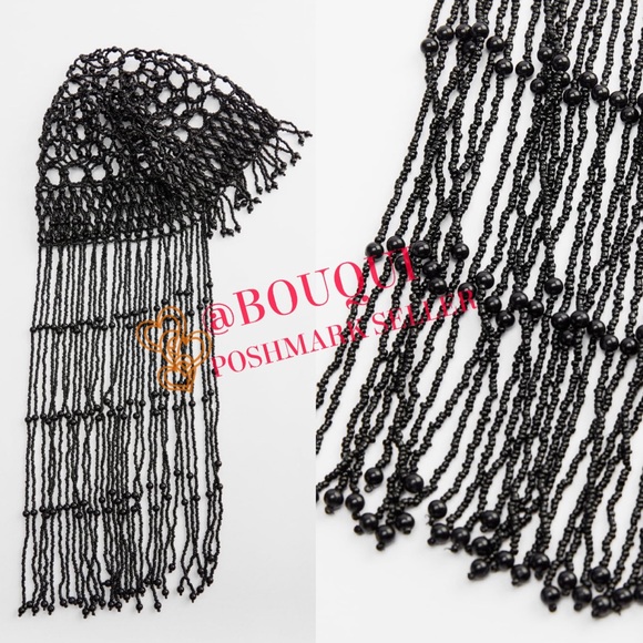 BLOGGERS FAV ZARA BEADED FRINGE HEAD CAP - Picture 3 of 3